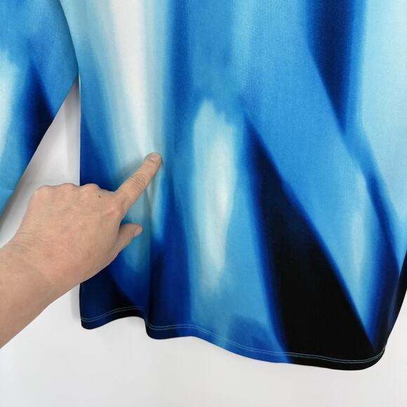 Calvin Klein Slinky knit top Women size Medium Watercolor Blue Long Sleeve - Picture 6 of 8